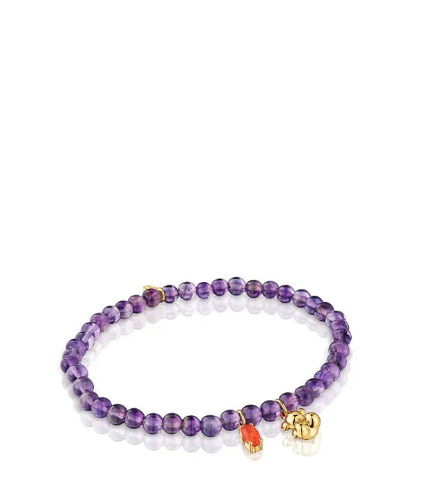 צמיד חרוזים סגולים עם תליון זהב ודקורציה כתומה, תכשיט אופנתי CHOZEN