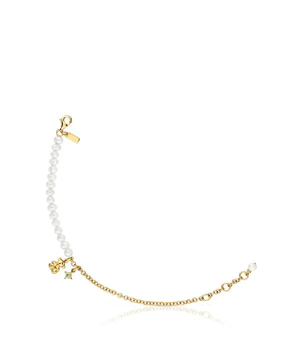 צמיד פנינים וזהב משולב תליונים עדינים, עיצוב יוקרתי CHOZEN קבוצת אלפא