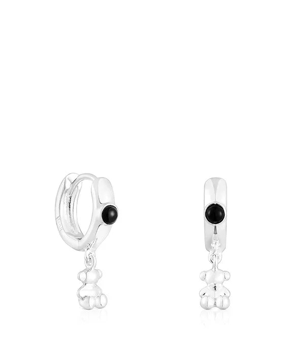 עגילי כסף CHOZEN תליון דובון ואבן שחורה, עיצוב ייחודי, אלפא מותגים מובילים