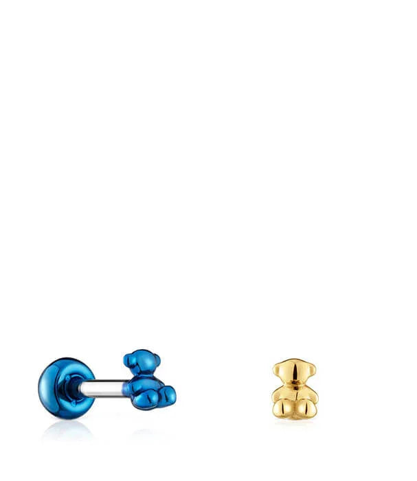 עגילי דובון כחול וזהב בעיצוב ייחודי, תכשיטים מהמותגים המובילים ב-CHOZEN