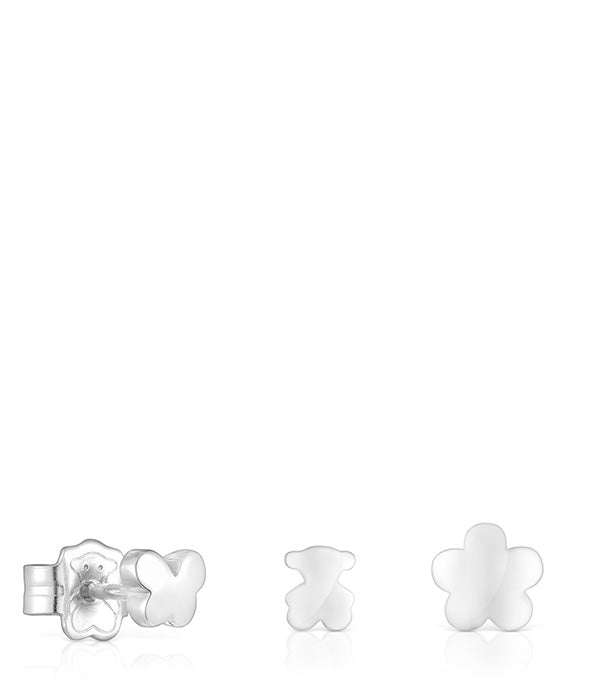 טואוס סט 3 עגילים Bold Motif בצורות פרח, דובי ופרפר עשויים כסף