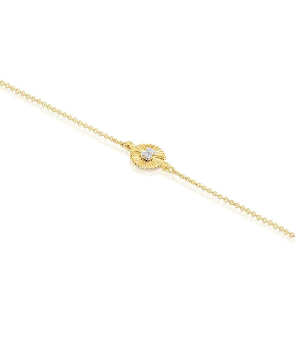 צמיד עדין מזהב עם תליון עגול ואבן מרכזית, תכשיט יוקרתי מחנות המותגים CHOZEN