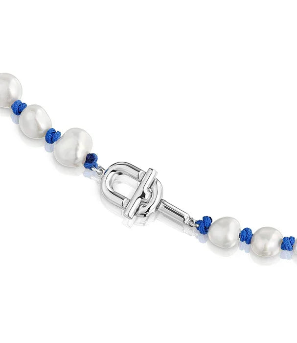 צמיד פנינים עם קשרים כחולים וסוגר מתכתי, תכשיט אופנתי מ-CHOZEN