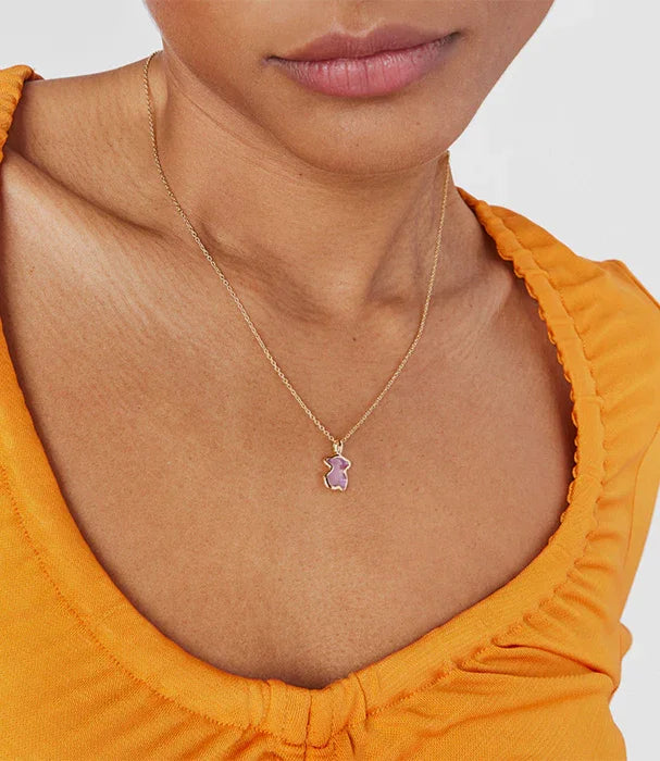 שרשרת זהב עדינה לנשים עם תליון דוב סגול, אופנה מבית המותגים המובילים של CHOZEN