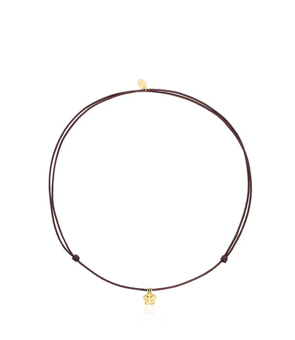 שרשרת חוט חום עם תליון כוכב זהב, עיצוב מינימליסטי, מותג CHOZEN