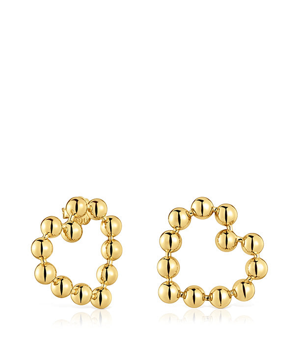 טואוס עגילי לב Sugar Party קצרים מכסף בציפוי זהב 18 קראט על כסף