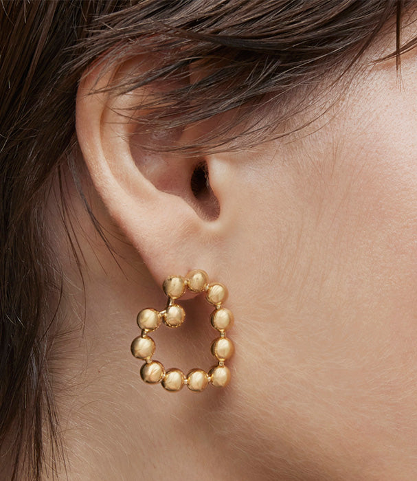 טואוס עגילי לב Sugar Party קצרים מכסף בציפוי זהב 18 קראט על כסף