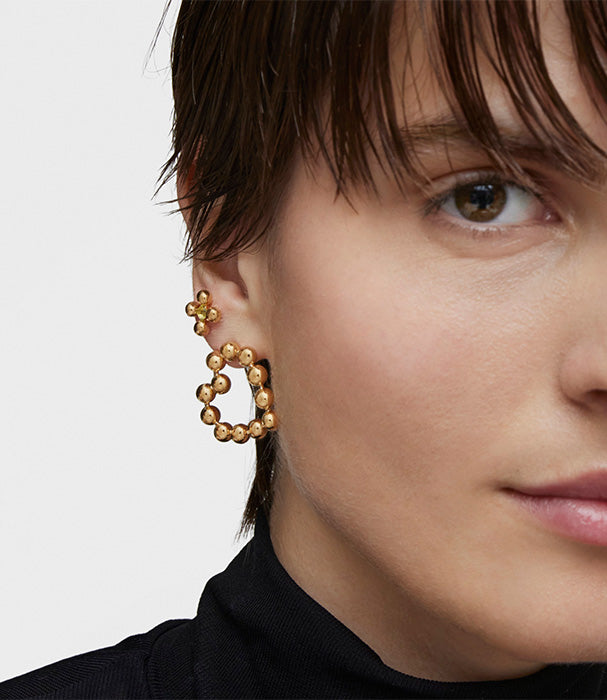 טואוס עגילי לב Sugar Party קצרים מכסף בציפוי זהב 18 קראט על כסף