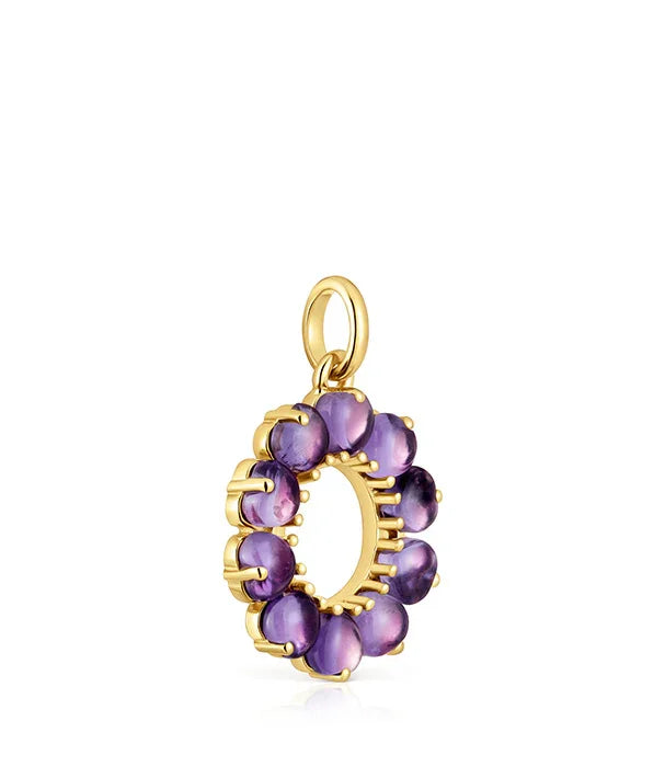 תליון זהב עגול משובץ אבני סגול מעוצב, מותג CHOZEN, קבוצת אלפא תכשיטים יוקרתיים