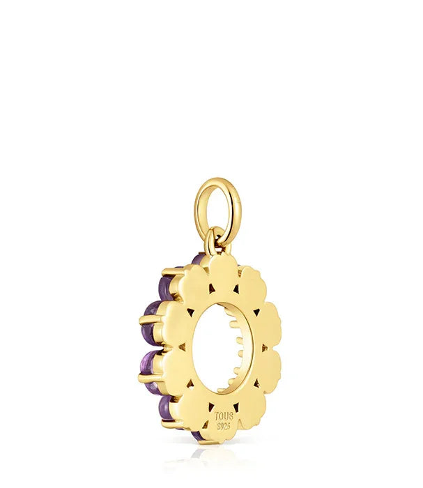 תליון זהב פרח עם אבני חן סגולות של TOUS, עיצוב יוקרתי ב-CHOZEN מותגים מובילים