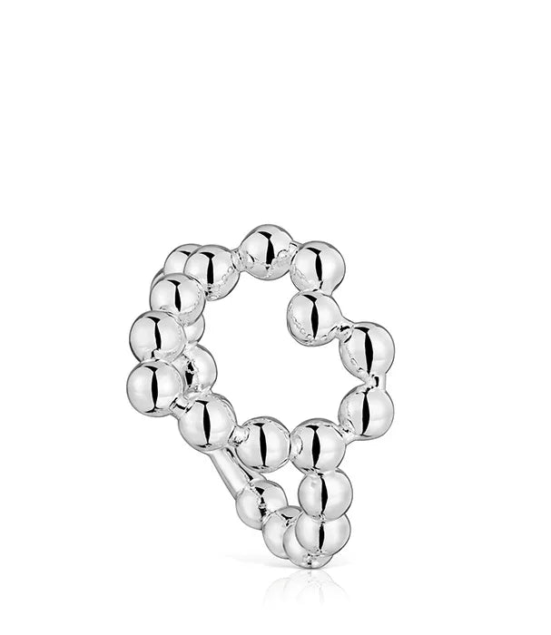 טבעת כסף בעיצוב כדורים מבריק, תכשיט יוקרתי מהמותגים המובילים ב-CHOZEN