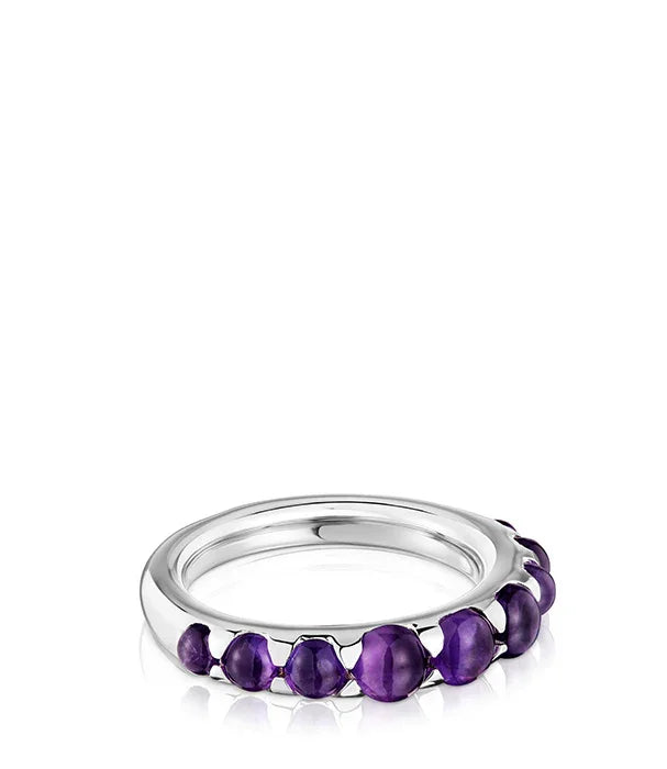 טבעת כסף עם אבני אמטיסט סגולות, תכשיטים יוקרתיים של CHOZEN