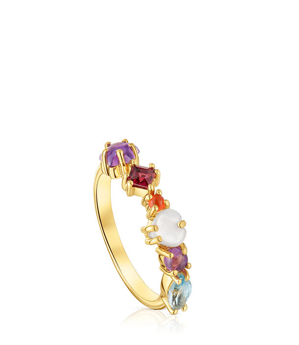 N14 מכסף ועליו זהב 18 קראט בשילוב אבני חן בצבעים שונים Sugar Party טואוס טבעת