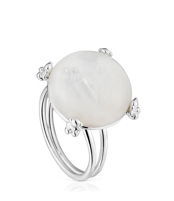 טבעת כסף יוקרתית עם אבן פנינה לבנה, עיצוב ייחודי, CHOZEN מותגים מובילים