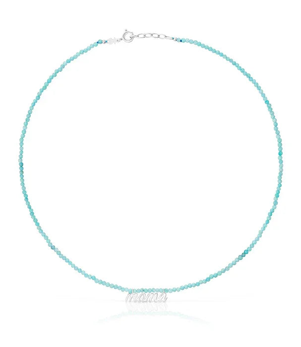 שרשרת חרוזים טורקיז עדינה עם תליון 'mama', עיצוב תכשיטים CHOZEN