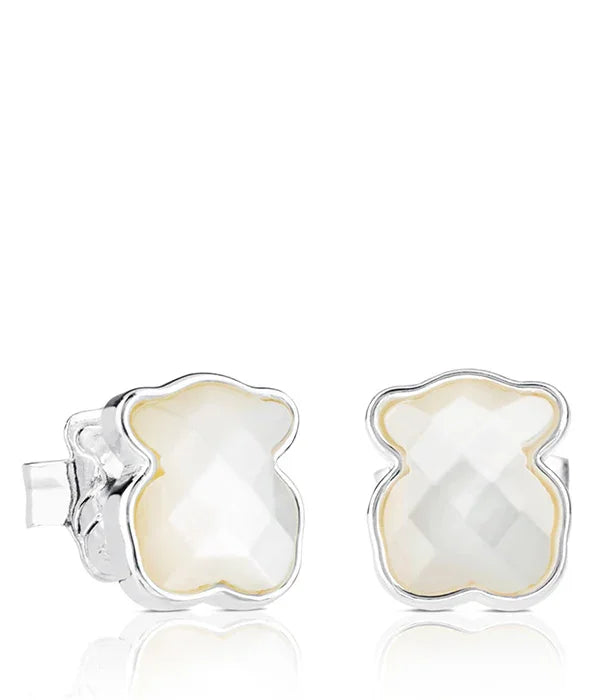 עגילי דובון כסף עם אבן פנינה, תכשיטים אופנתיים CHOZEN