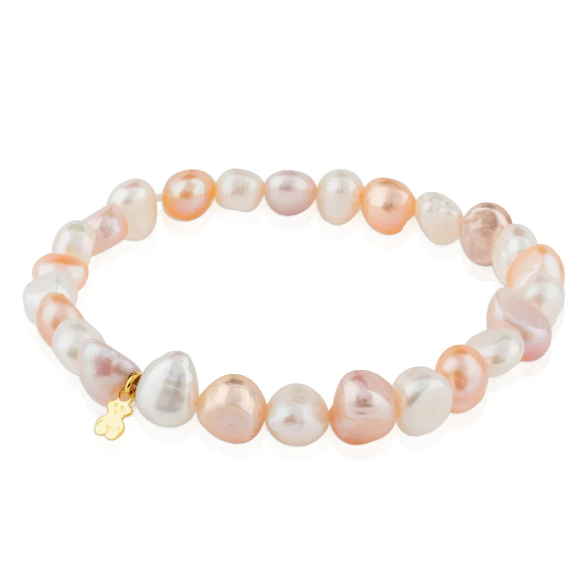 צמיד פנינים טבעיות בגוונים לבן וורוד עם תליון זהב קטן, אקססוריז אופנה מבית CHOZEN