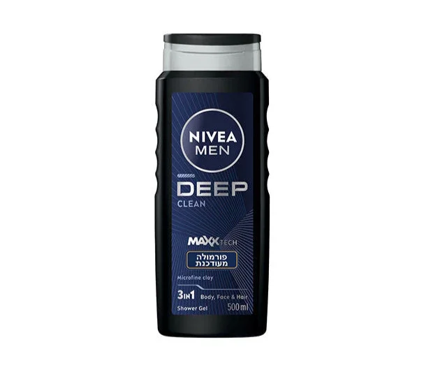 ג'ל רחצה ניביאה גברים DEEP CLEAN 3 ב-1 500 מ"ל, מוצר טיפוח מוביל באתר CHOZEN