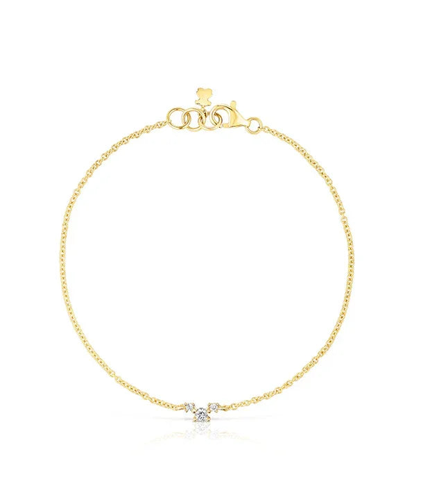 צמיד זהב עדין עם תליון קטן בשיבוץ יהלום, תכשיטי CHOZEN אלפא יבואן רשמי