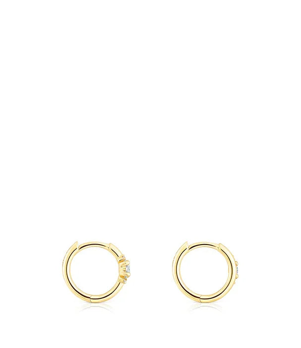 עגילי חישוק זהב עם אבן מבריקה, תכשיטים יוקרתיים CHOZEN