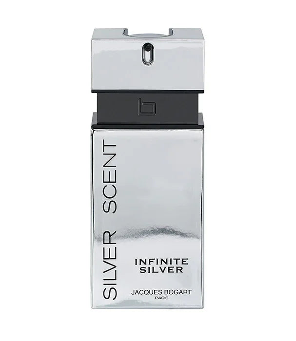 בושם Silver Scent Infinite Silver של Jacques Bogart, בקבוק כסף מבריק, מבית CHOZEN