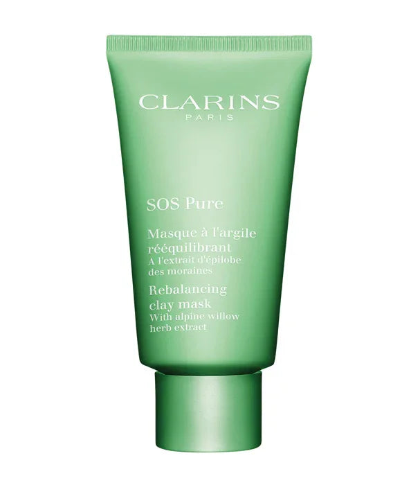 מסכת חימר ירוקה של קלרינס SOS Pure, מוצר טיפוח עור יוקרתי מבית CHOZEN