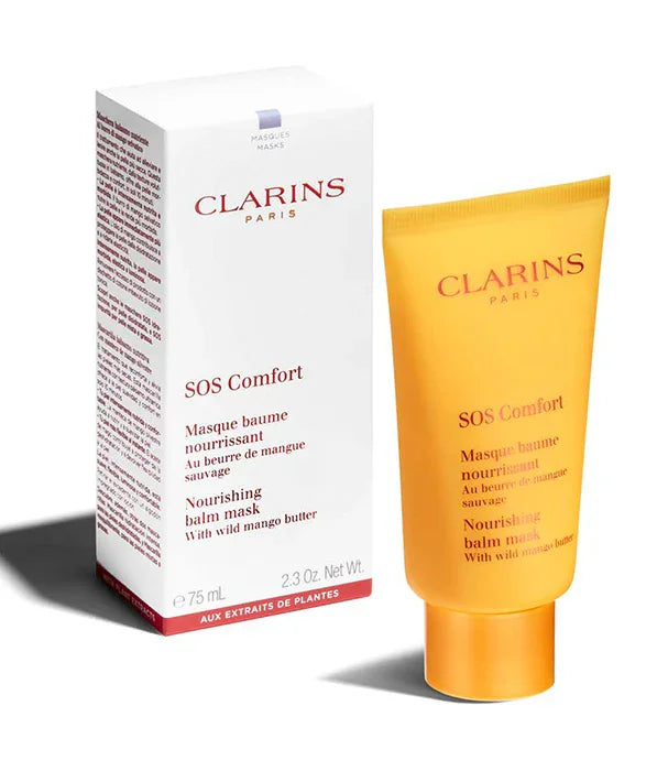 מסכת לחות קלרינס SOS Comfort, מסכה מזינה עם חמאת מנגו, מוצר יופי יוקרתי מבית CHOZEN