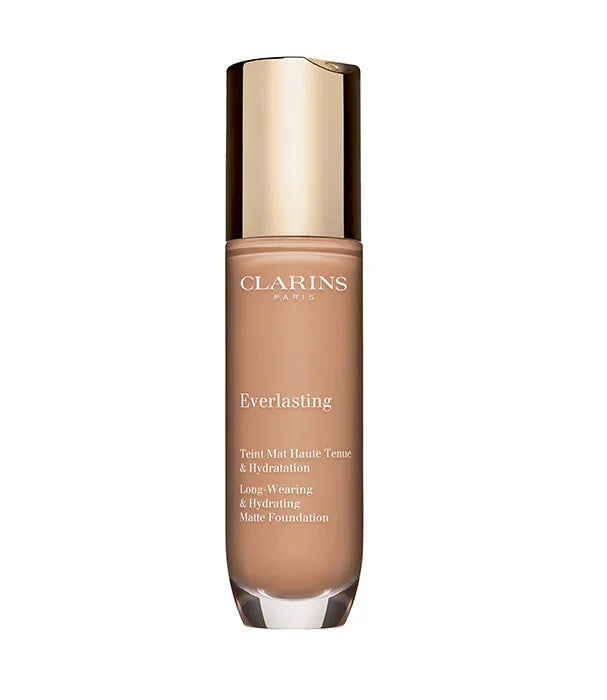 מייקאפ קלרינס Everlasting בגוון חום, בקבוק עם מכסה זהב, מוצר איפור איכותי מבית CHOZEN