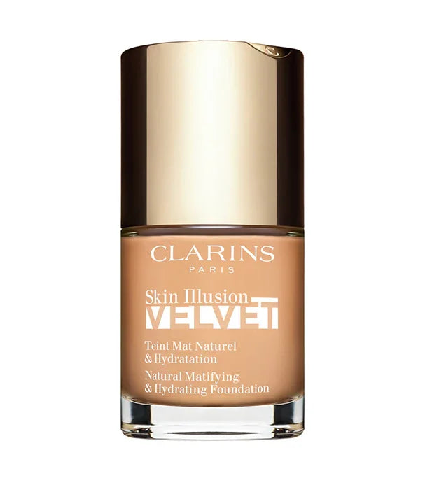 מייקאפ קלרינס Skin Illusion Velvet בגוון טבעי, מוצר טיפוח יוקרתי של מותג Clarins