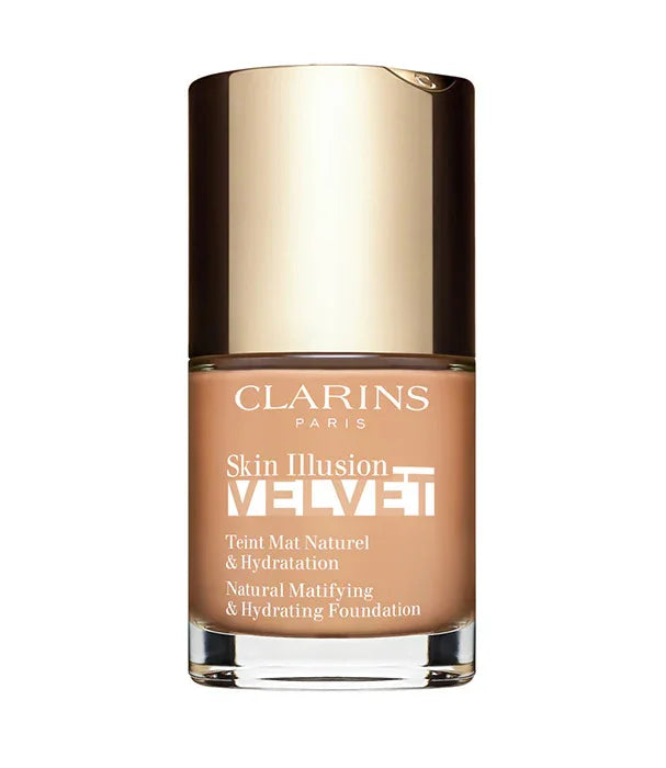 מייקאפ קלרינס Skin Illusion Velvet בקבוק עם מכסה זהב, מוצר טיפוח CHOZEN