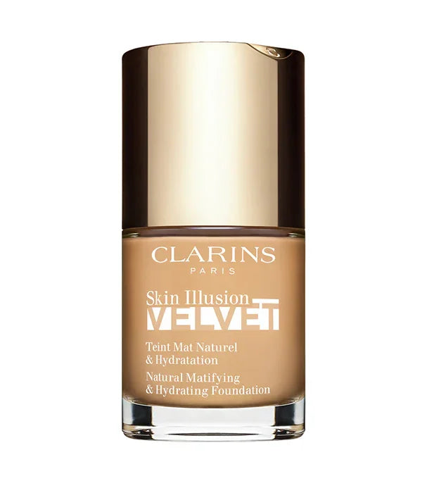 מייקאפ קלרינס Skin Illusion Velvet בגוון טבעי, מוצר איפור יוקרתי של מותג Clarins