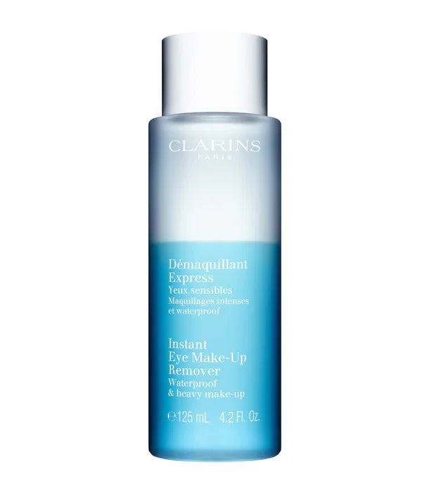 מסיר איפור עיניים מיידי קלרינס, בקבוק כחול 125 מ"ל, מוצר טיפוח מותג יוקרתי ב-CHOZEN