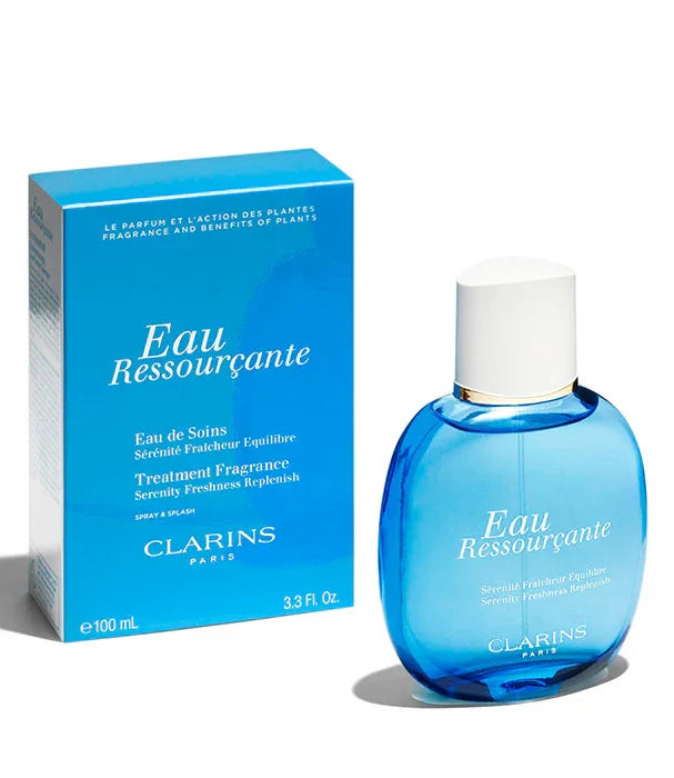 בושם קלרינס Eau Ressourçante בצבע כחול עם קופסה, מותג מוביל CHOZEN