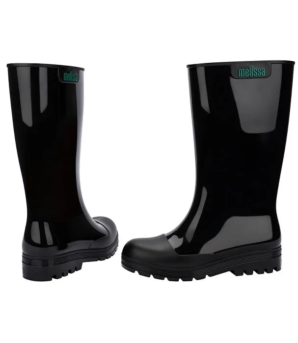 מגפי גומי שחורים לנשים melissa, בחזית ולצד, באתר CHOZEN קבוצת אלפא