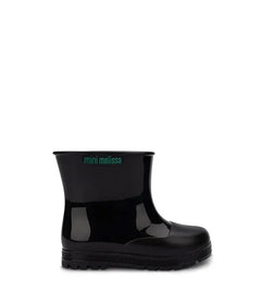 מגף גשם שחור לילדים mini melissa, עיצוב מבריק, מותג בינלאומי ב-CHOZEN