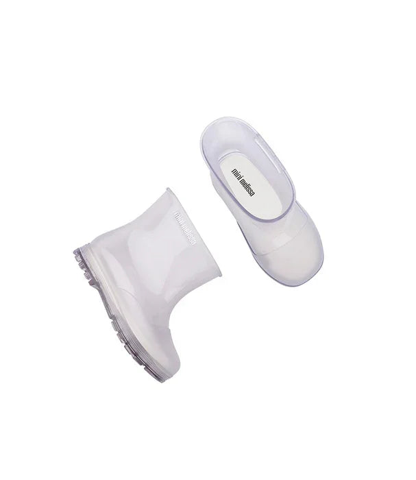 מגפי גשם שקופים לילדים מבית Minimelissa על רקע לבן, נעלי מותגים ב-CHOZEN