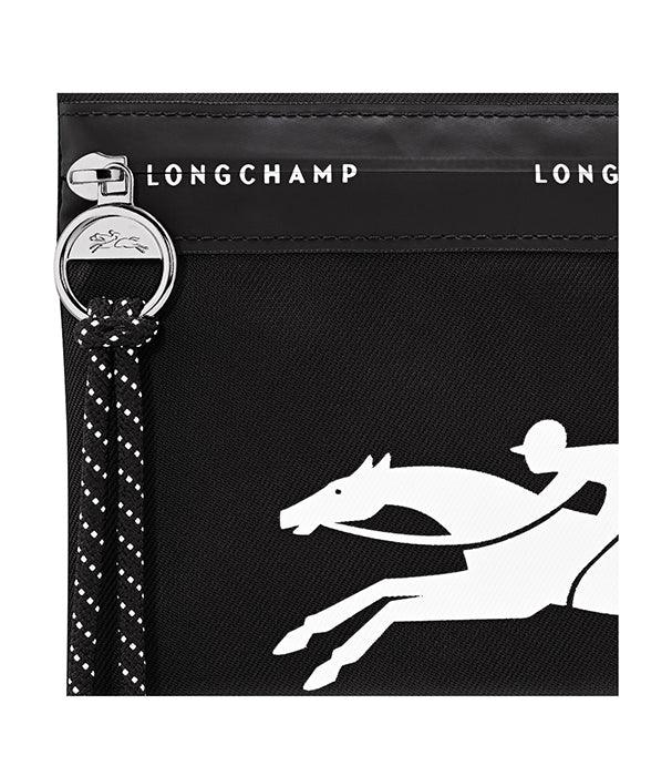 תיק שחור LONGCHAMP עם לוגו של סוס ורוכב, עיצוב יוקרתי מבית המותגים המובילים ב-CHOZEN