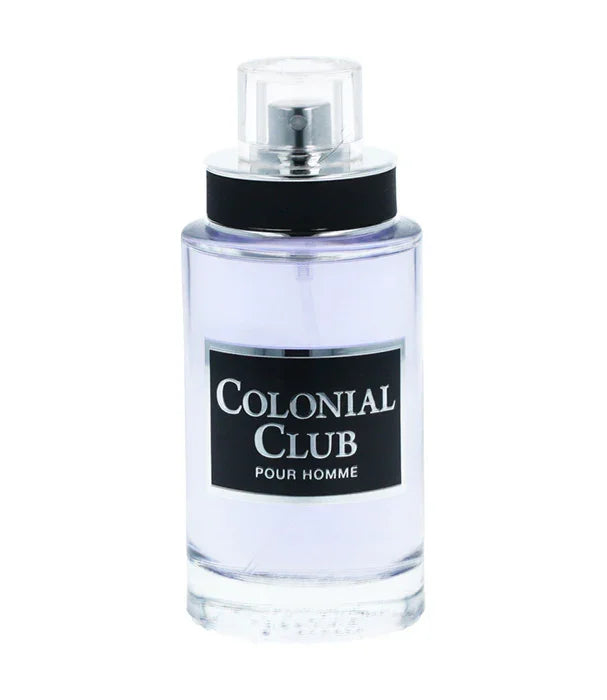 בקבוק בושם Colonial Club Pour Homme לגבר, מוצג עם נוזל סגול בעיצוב יוקרתי, CHOZEN מותגים מובילים