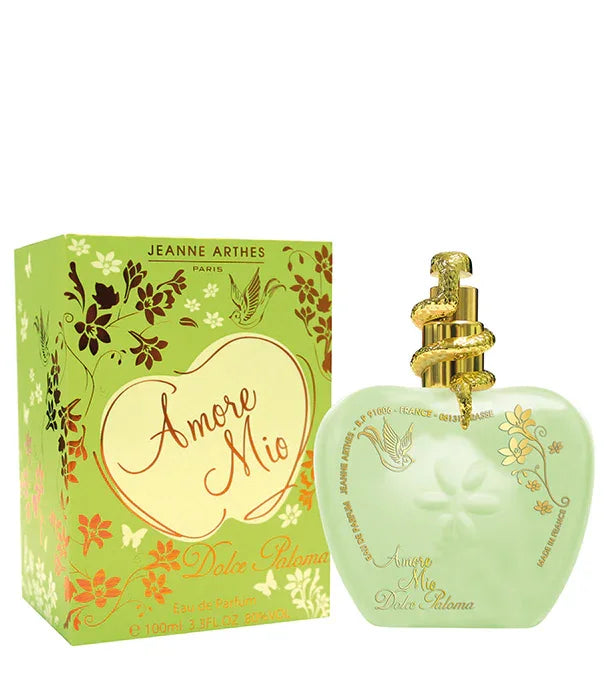 בושם Amore Mio Dolce Paloma לנשים של Jeanne Arthes, מארז ירוק עם עיטורים פרחוניים, CHOZEN