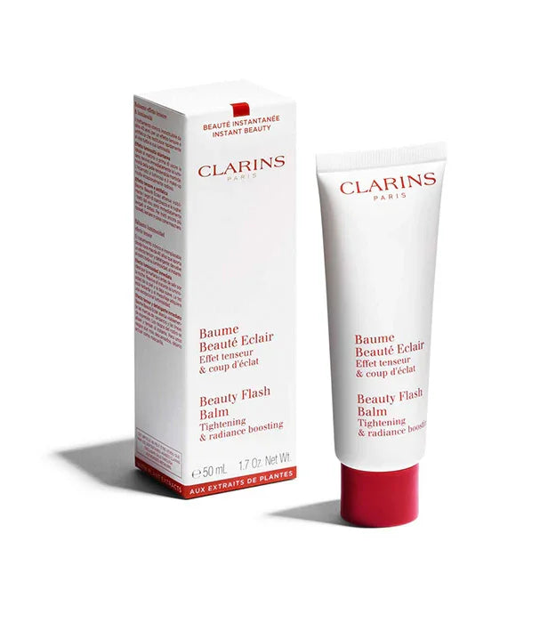 קרם יופי Clarins Paris Beauty Flash Balm ליד הקופסה, מוצר קוסמטיקה מהמובילים ב-CHOZEN