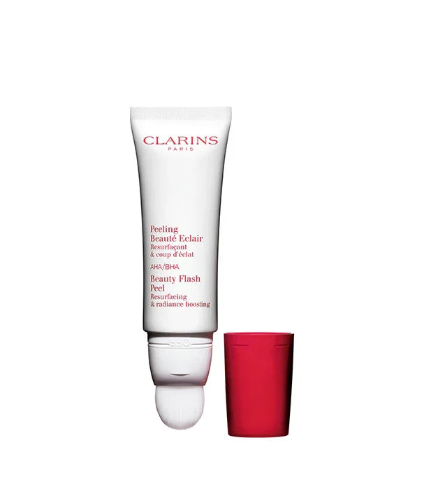 קרם פילינג Clarins Beauty Flash Peel עם מכסה אדום, מוצר טיפוח יוקרתי של מותגי CHOZEN