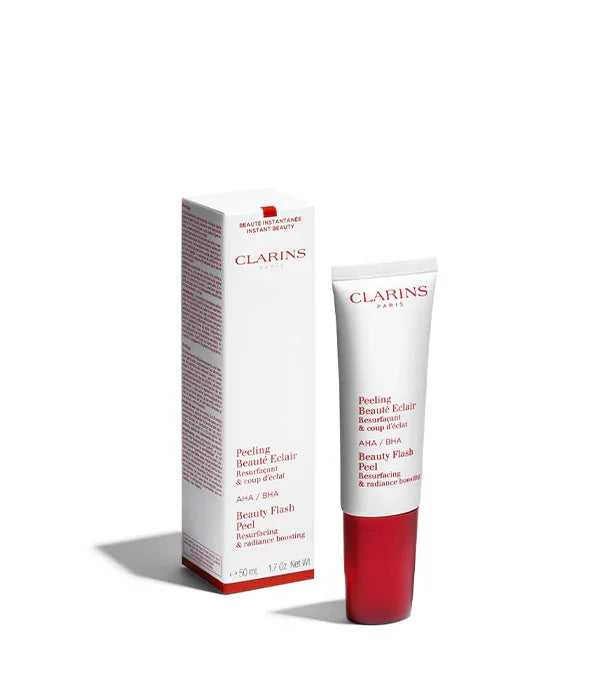 פילינג Clarins Beauty Flash עם AHA/BHA, מוצר טיפוח יוקרה ממותג מוביל באתר CHOZEN