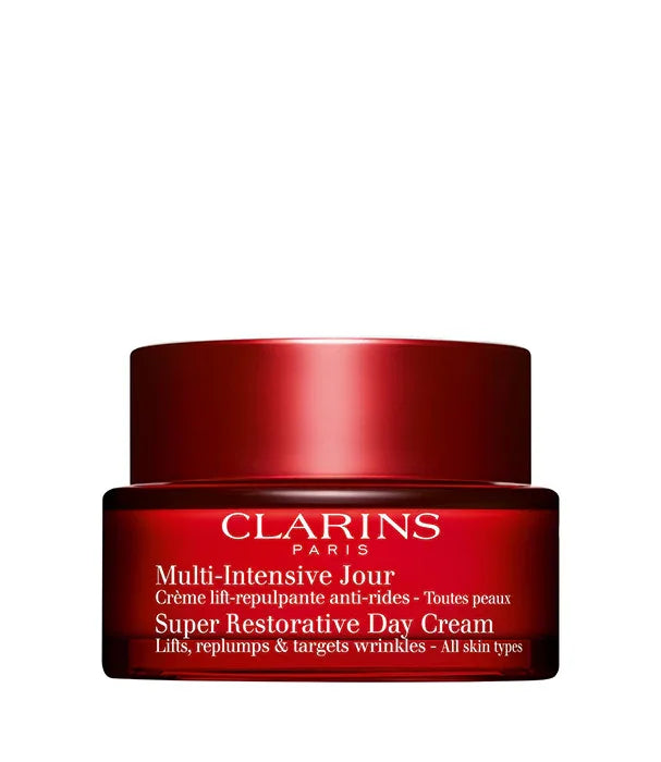 קרם יום של קלרינס, Super Restorative Day Cream, באריזה אדומה - מותג יופי ב-CHOZEN