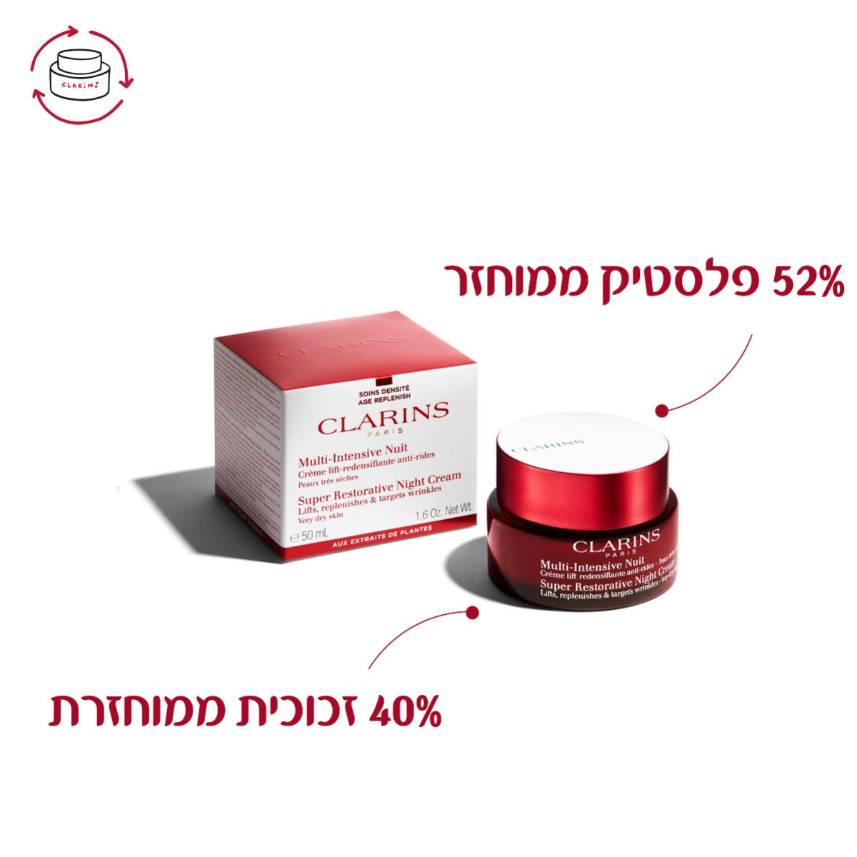 קלרינס SUPER RESTORATIVE קרם לילה לעור יבש 50 מ"ל