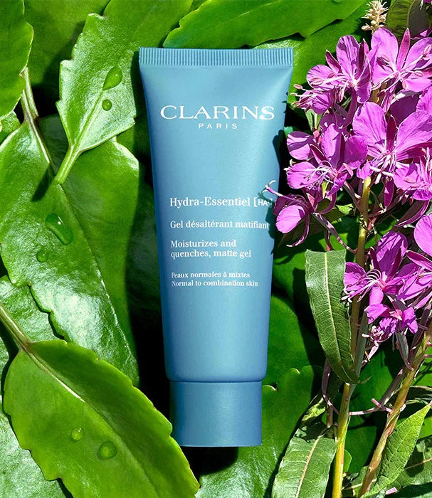 ג'ל לחות Clarins Hydra-Essentiel עלים ופרח סגול, מותג יוקרתי באתר CHOZEN