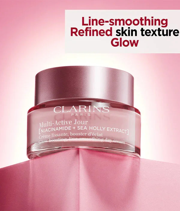 קרם יום קלרינס Multi-Active Jour עם ניאצינמיד, משפר מרקם עור וזוהר, CHOZEN