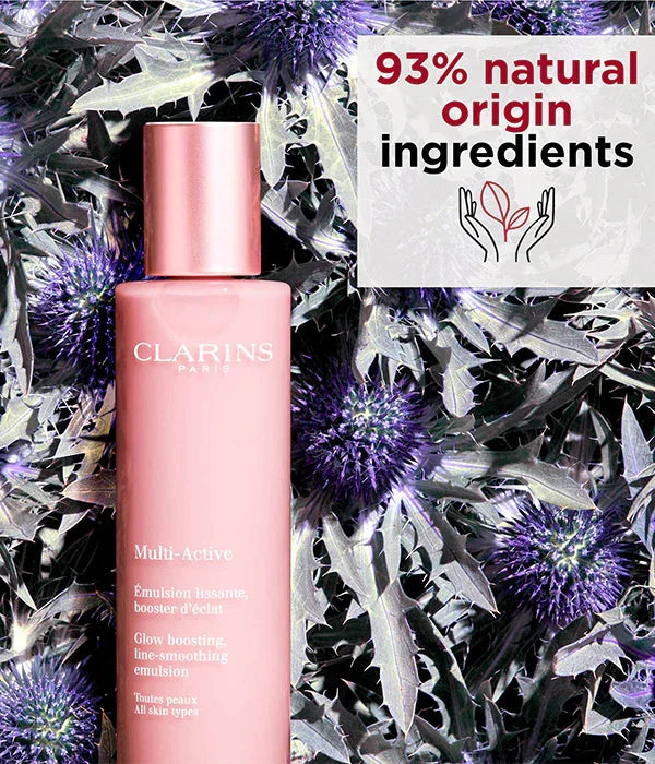 סרום Clarins Multi-Active ורוד על רקע קוצים, 93% רכיבים ממקור טבעי, מבית CHOZEN