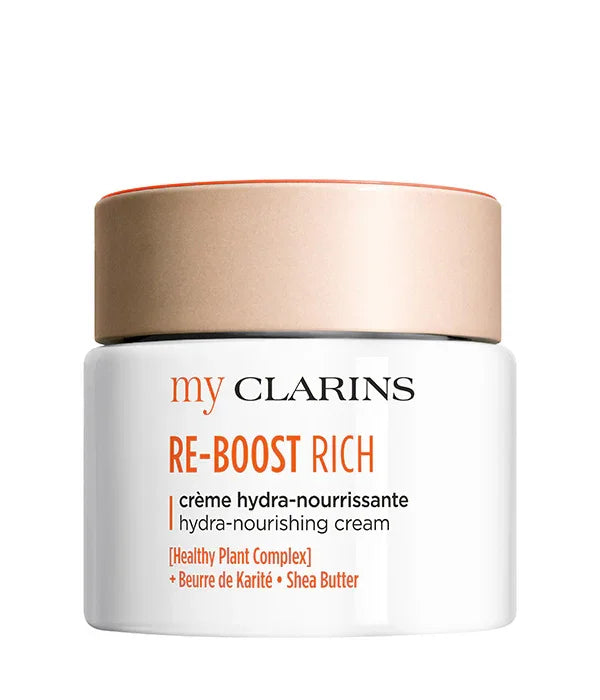 קרם לחות הזנה my Clarins RE-BOOST RICH עם חמאת שיאה, מוצר טיפוח מקצועי של מותג מוביל