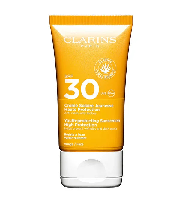 קרם הגנה לפנים קלרינס SPF 30, מסנן קרינה מותג בינלאומי, CHOZEN אלפא קוסמטיקה