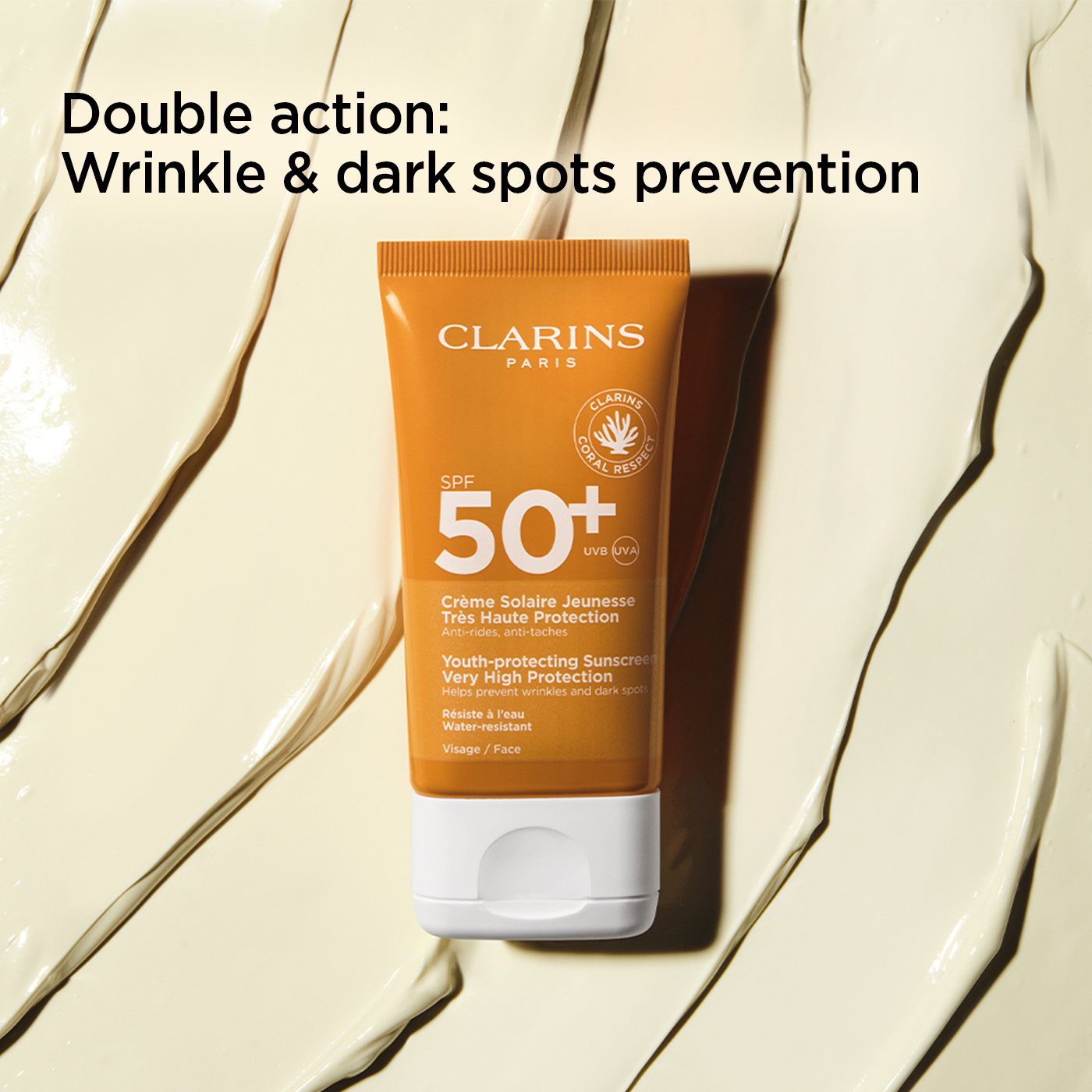קלרינס קרם הגנה גבוהה לפנים SPF 50+